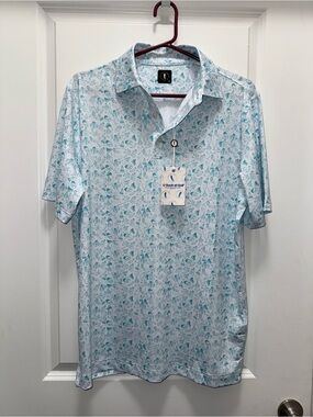 NWT U Suck At Golf Happy Place Polo Teal Size Medium